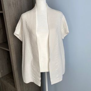 TALBOTS White Open Front Shirt Sleeve Cardigan. Size 1X.